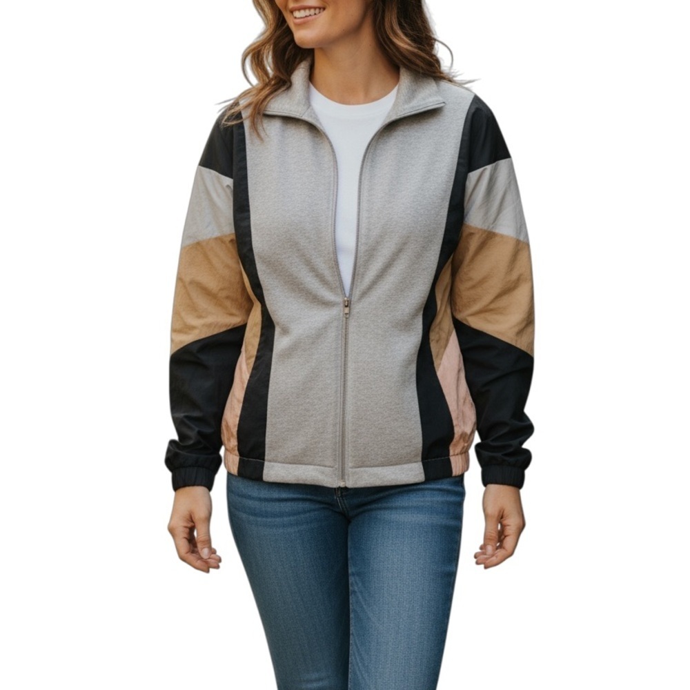 Urban Outfitters Out From Under Brooklyn Colorblock Zip Jacket Dolman Sleeve S
